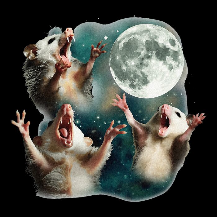 Three Possum Moon 3 Opossum Funny Weird Cursed Meme 16 in Basic Backpack