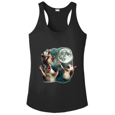 Three Possum Moon 3 Opossum Funny Weird Cursed Meme Ladies PosiCharge Competitor Racerback Tank