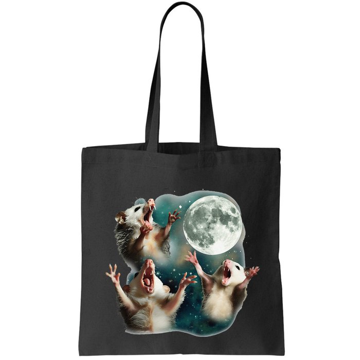 Three Possum Moon 3 Opossum Funny Weird Cursed Meme Bag