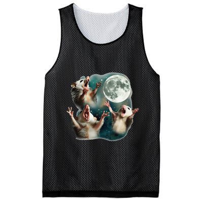 Three Possum Moon 3 Opossum Funny Weird Cursed Meme Mesh Reversible Basketball Jersey Tank