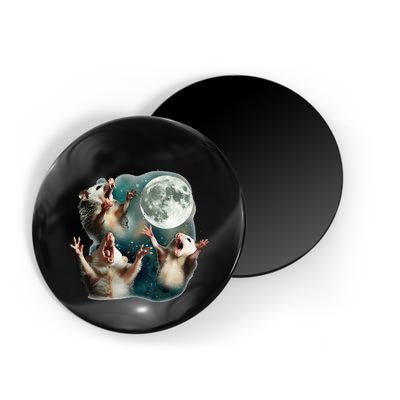 Three Possum Moon 3 Opossum Funny Weird Cursed Meme Magnet
