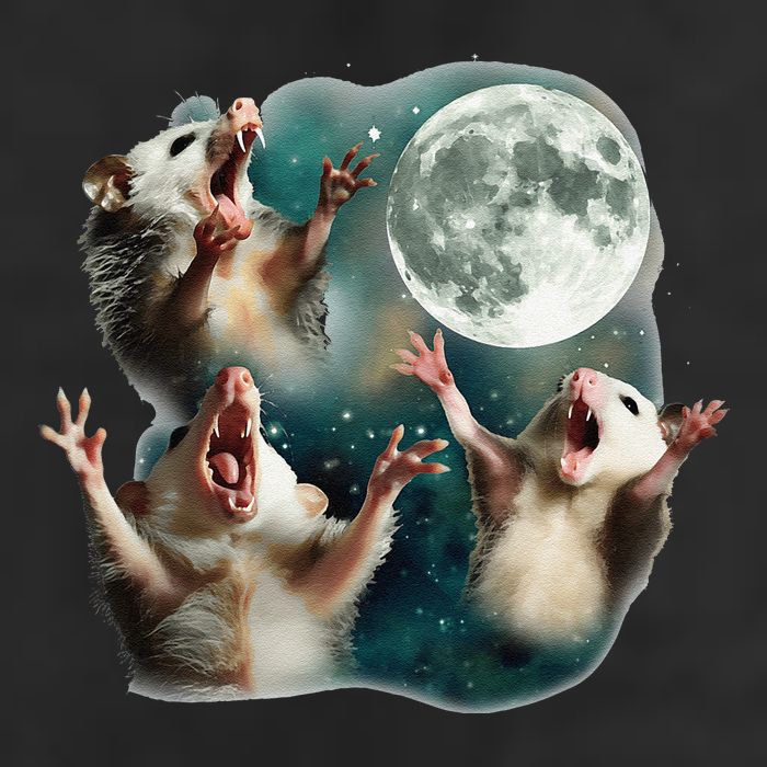 Three Possum Moon 3 Opossum Funny Weird Cursed Meme 25L Jumbo Tote