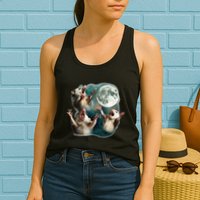 Three Possum Moon 3 Opossum Funny Weird Cursed Meme Womens Tank Top