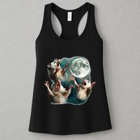 Three Possum Moon 3 Opossum Funny Weird Cursed Meme Womens Tank Top