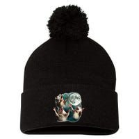 Three Possum Moon 3 Opossum Funny Weird Cursed Meme Pom Pom 12in Knit Beanie