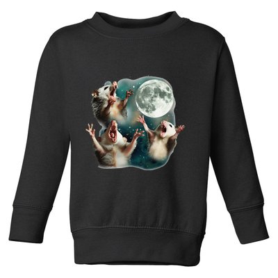 Three Possum Moon 3 Opossum Funny Weird Cursed Meme Toddler Sweatshirt