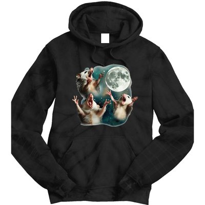 Three Possum Moon 3 Opossum Funny Weird Cursed Meme Tie Dye Hoodie