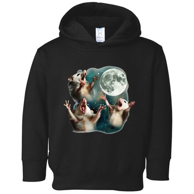 Three Possum Moon 3 Opossum Funny Weird Cursed Meme Toddler Hoodie