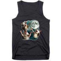 Three Possum Moon 3 Opossum Funny Weird Cursed Meme Tank Top