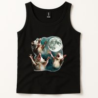 Three Possum Moon 3 Opossum Funny Weird Cursed Meme Tank Top