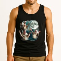 Three Possum Moon 3 Opossum Funny Weird Cursed Meme Tank Top