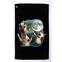Three Possum Moon 3 Opossum Funny Weird Cursed Meme Golf Towel