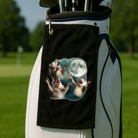 Three Possum Moon 3 Opossum Funny Weird Cursed Meme Golf Towel