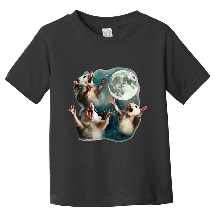 Three Possum Moon 3 Opossum Funny Weird Cursed Meme Toddler T-Shirt