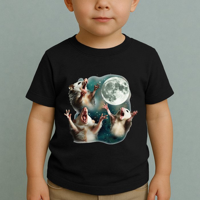 Three Possum Moon 3 Opossum Funny Weird Cursed Meme Toddler T-Shirt