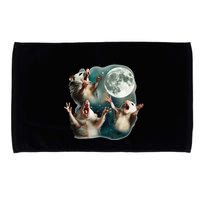 Three Possum Moon 3 Opossum Funny Weird Cursed Meme Microfiber Hand Towel