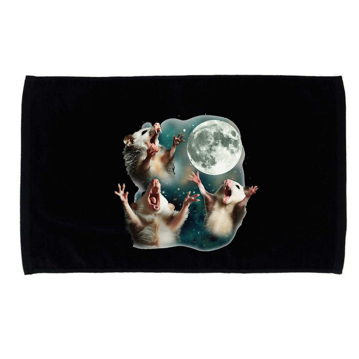 Three Possum Moon 3 Opossum Funny Weird Cursed Meme Microfiber Hand Towel