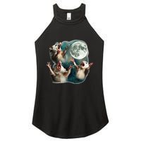 Three Possum Moon 3 Opossum Funny Weird Cursed Meme Women's Perfect Tri Rocker Tank