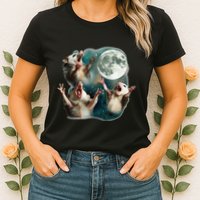 Three Possum Moon 3 Opossum Funny Weird Cursed Meme Womens T-Shirt