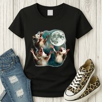Three Possum Moon 3 Opossum Funny Weird Cursed Meme Womens T-Shirt