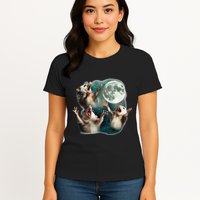 Three Possum Moon 3 Opossum Funny Weird Cursed Meme Womens T-Shirt
