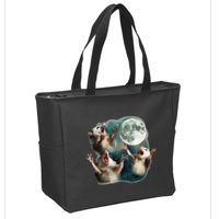 Three Possum Moon 3 Opossum Funny Weird Cursed Meme Zip Tote Bag