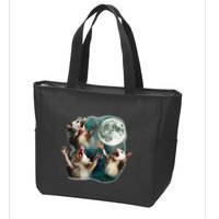 Three Possum Moon 3 Opossum Funny Weird Cursed Meme Zip Tote Bag