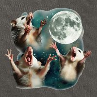 Three Possum Moon 3 Opossum Funny Weird Cursed Meme Cotton Canvas Backpack