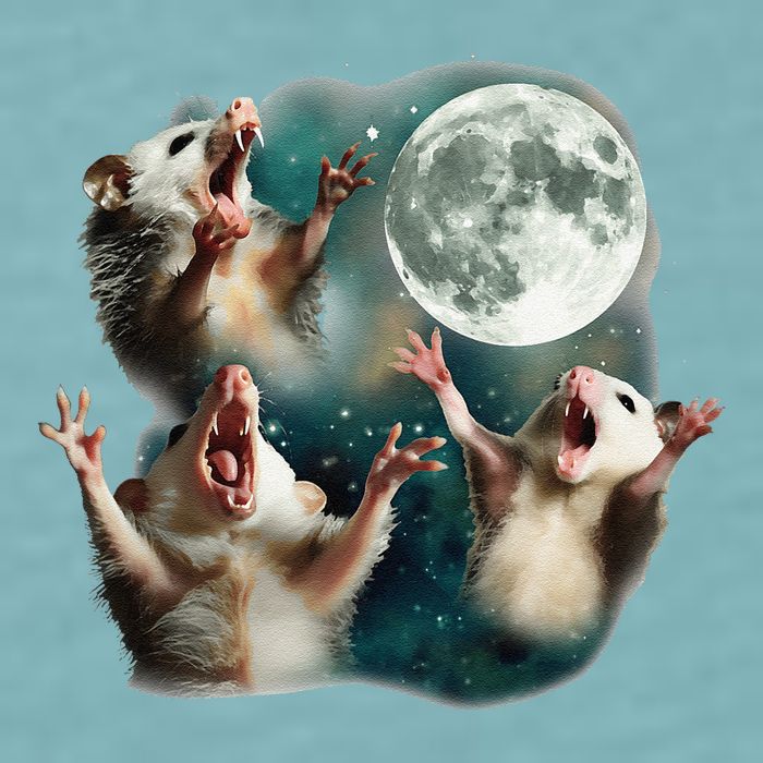 Three Possum Moon 3 Opossum Funny Weird Cursed Meme Sueded Cloud Jersey T-Shirt