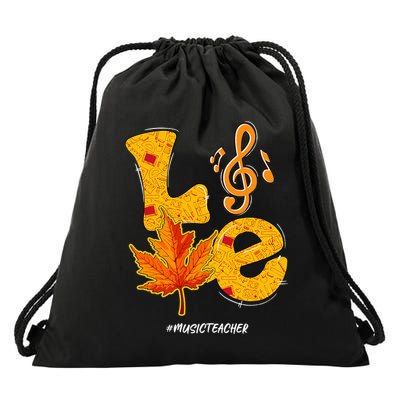 Thanksgiving Pumpkin Music Vibes for Autumn Drawstring Bag
