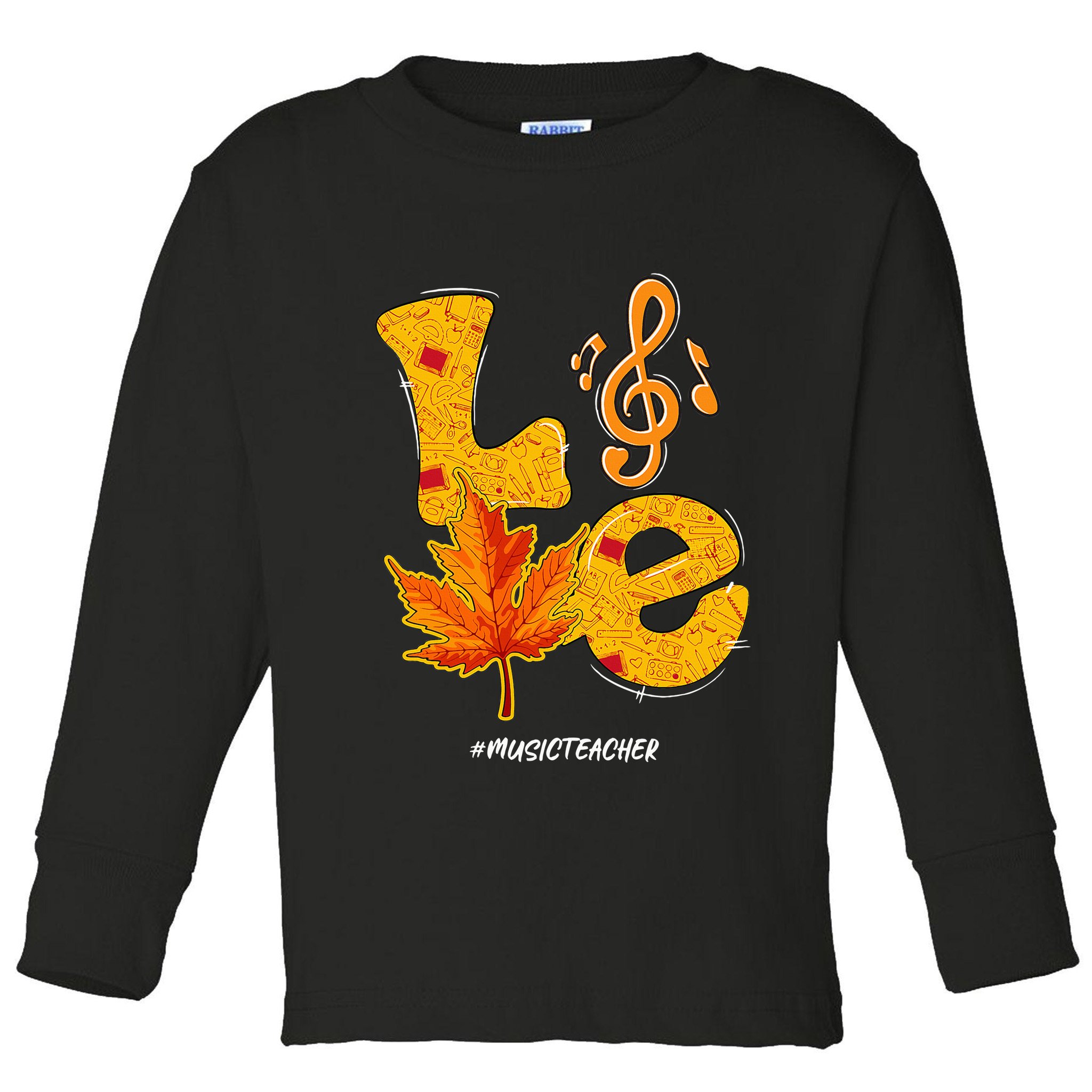 Thanksgiving Pumpkin Music Vibes for Autumn Toddler Long Sleeve Shirt