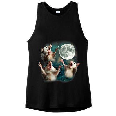 Three Possum Moon | 3 Opossum Funny Weird Cursed Meme Ladies PosiCharge Tri-Blend Wicking Tank