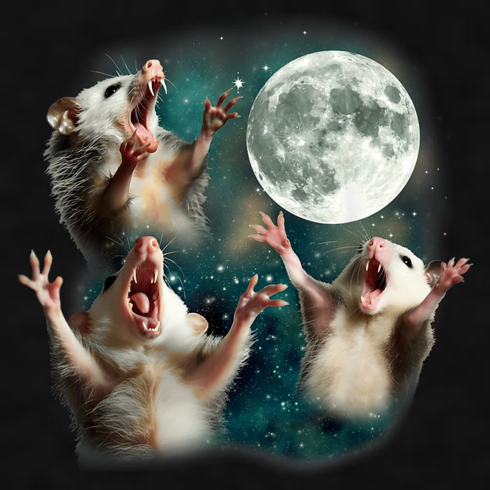 Three Possum Moon | 3 Opossum Funny Weird Cursed Meme Ladies PosiCharge Tri-Blend Wicking Tank