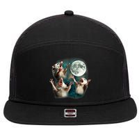 Three Possum Moon | 3 Opossum Funny Weird Cursed Meme 7 Panel Mesh Trucker Snapback Hat