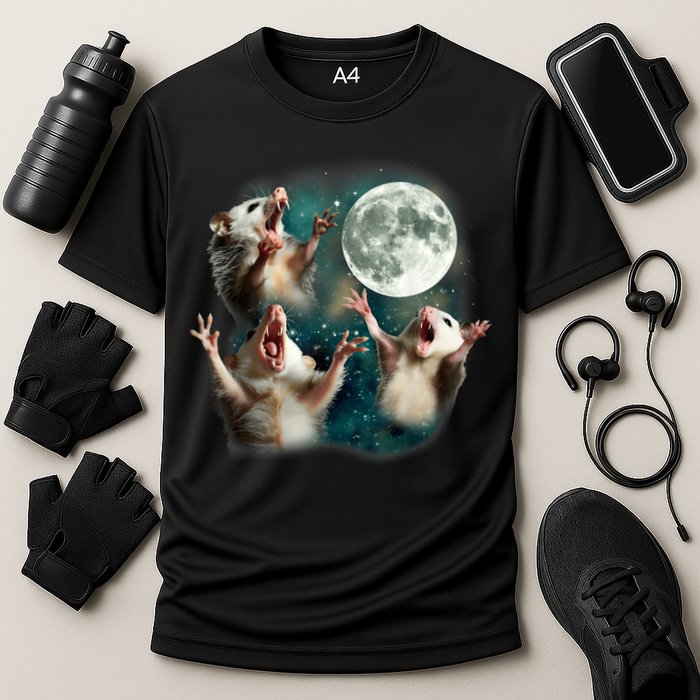 Three Possum Moon | 3 Opossum Funny Weird Cursed Meme Performance Shirt