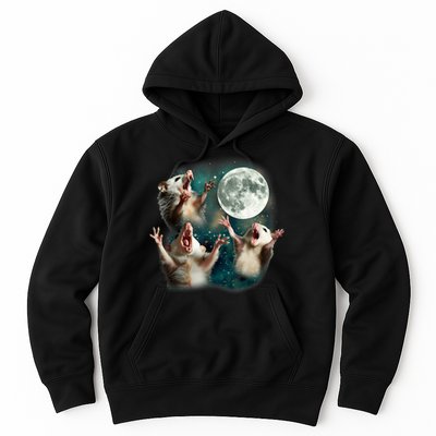 Three Possum Moon | 3 Opossum Funny Weird Cursed Meme Hoodie
