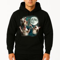 Three Possum Moon | 3 Opossum Funny Weird Cursed Meme Hoodie