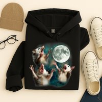 Three Possum Moon | 3 Opossum Funny Weird Cursed Meme Hoodie