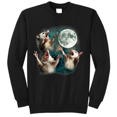 Three Possum Moon | 3 Opossum Funny Weird Cursed Meme Sweatshirt