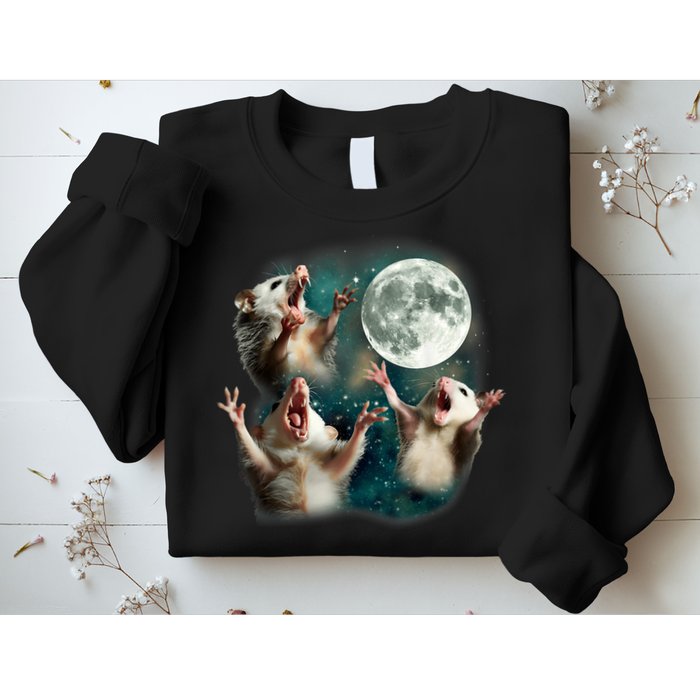Three Possum Moon | 3 Opossum Funny Weird Cursed Meme Sweatshirt