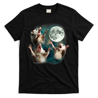 Three Possum Moon | 3 Opossum Funny Weird Cursed Meme T-Shirt