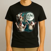 Three Possum Moon | 3 Opossum Funny Weird Cursed Meme T-Shirt