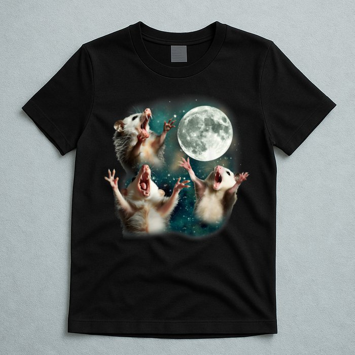 Three Possum Moon | 3 Opossum Funny Weird Cursed Meme T-Shirt