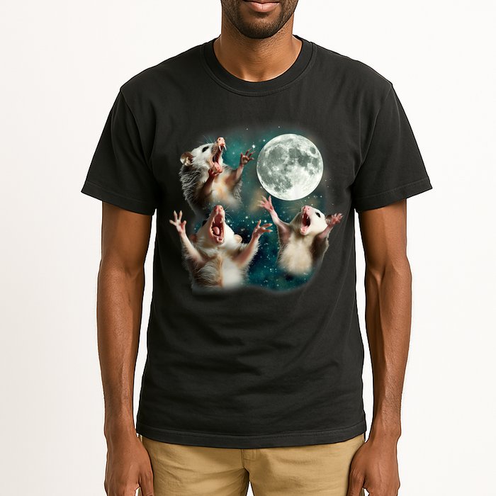 Three Possum Moon | 3 Opossum Funny Weird Cursed Meme Tall T-Shirt
