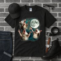 Three Possum Moon | 3 Opossum Funny Weird Cursed Meme Tall T-Shirt