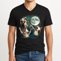 Three Possum Moon | 3 Opossum Funny Weird Cursed Meme V-Neck T-Shirt