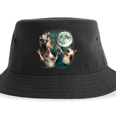 Three Possum Moon | 3 Opossum Funny Weird Cursed Meme Sustainable Bucket Hat