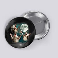 Three Possum Moon | 3 Opossum Funny Weird Cursed Meme Button