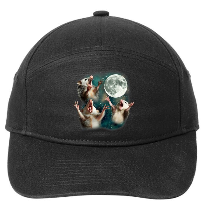 Three Possum Moon | 3 Opossum Funny Weird Cursed Meme 7-Panel Snapback Hat