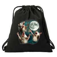 Three Possum Moon | 3 Opossum Funny Weird Cursed Meme Drawstring Bag